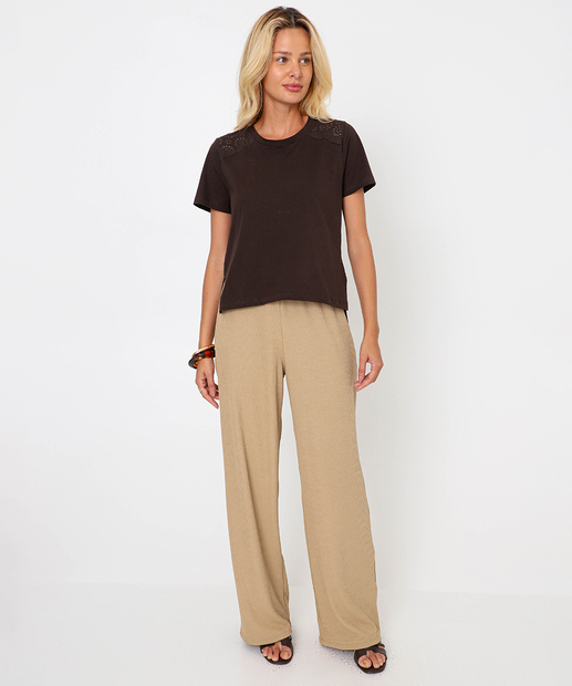 Blusa Feminina Manga Curta Marisa Marrom