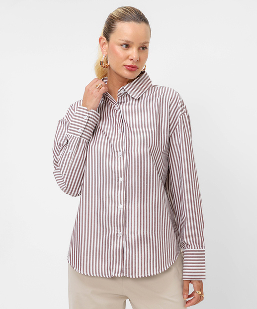 Image_Camisa Feminina Listrada Manga Longa Marisa Marrom