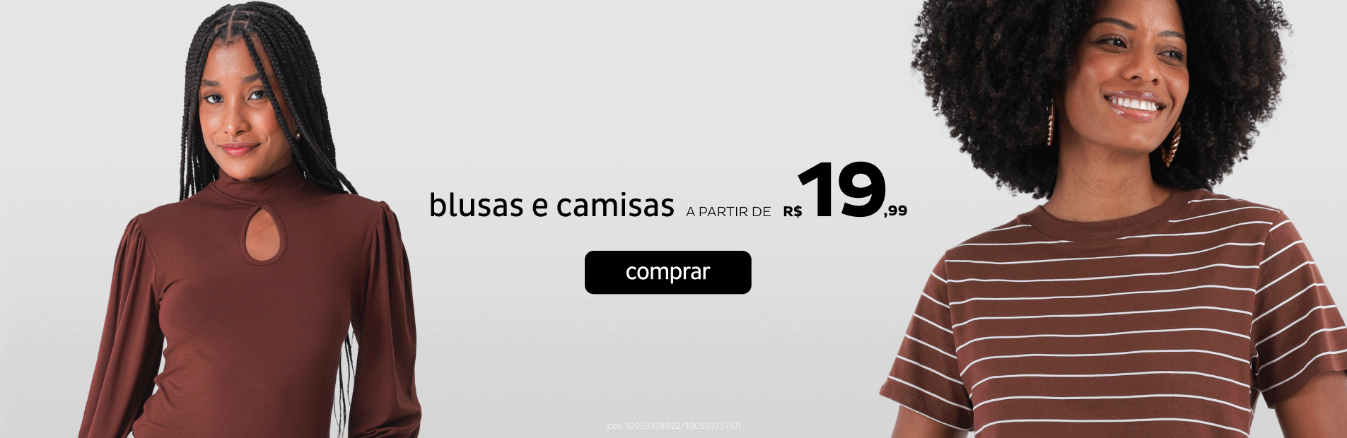 Blusas e Camisas a partir de R$19,99