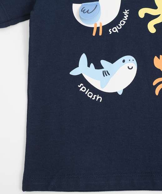 Camiseta Infantil Fundo do Mar Marisa Tam 1 a 3 Azul