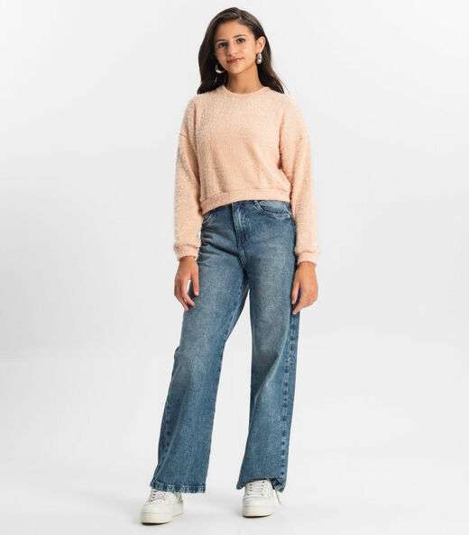 Blusão Juvenil Feminino Em Tricot Minty Rosa