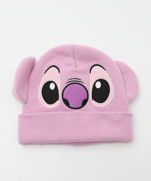 Kit Infantil Touca e Luva Bordado Stitch Disney Tam 4 a 8 Rosa