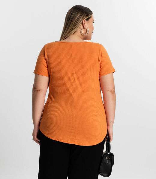 Blusa Feminina Plus Size da Infinita Cor Laranja
