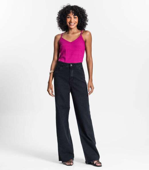 Blusa De Alça Feminina Ribana Canelada Rovitex Roxo