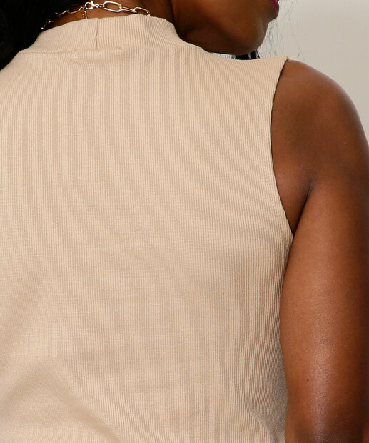 Blusa Regata Feminina Canelada Gola Alta Marisa