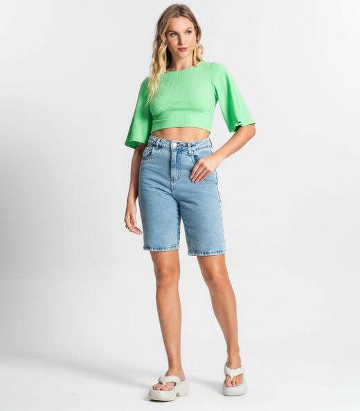 Blusa De Ribana Canelada Feminina Endless Verde