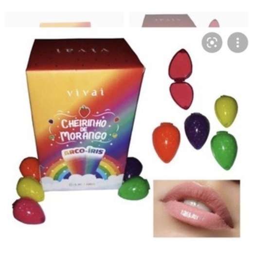 Brilho Labial Cheirinho de Morango Arco Íris Vivai 3062.1.5