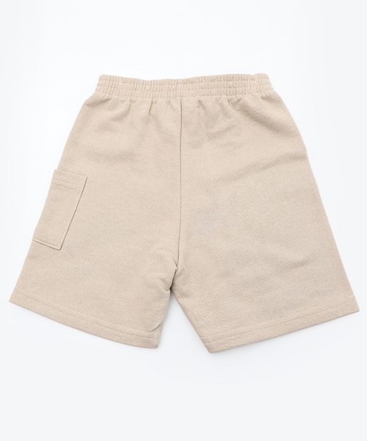 Bermuda Infantil Moletinho Bolso Lateral MR Tam 1 a 3 Bege