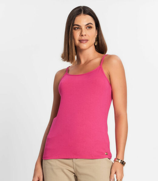 Blusa de Alça Feminina Viscotorcion Básica Rovitex Rosa