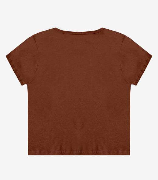 Blusa Feminina Manga Curta Estampada Select Marrom