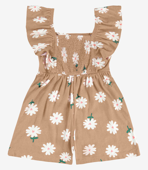 Macaquinho Visco Maquinetada Feminino Rovi Kids Marrom