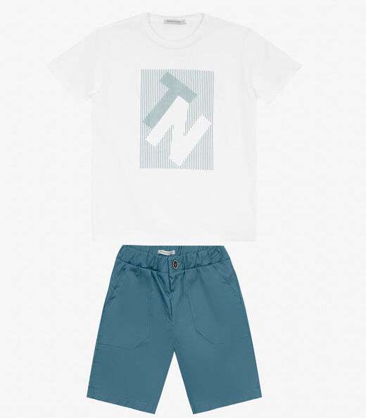 Conjunto Masculino Camiseta com Bermuda Trick Nick Branco
