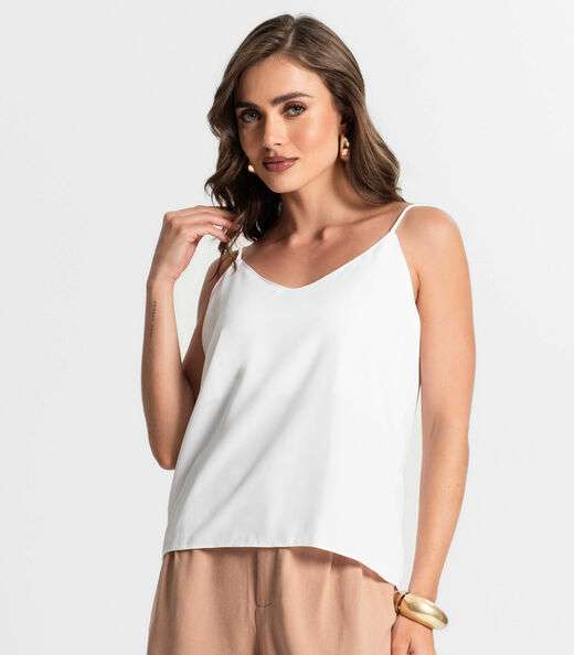 Blusa De Alça Tecido Crepe Marrocos Endless Branco
