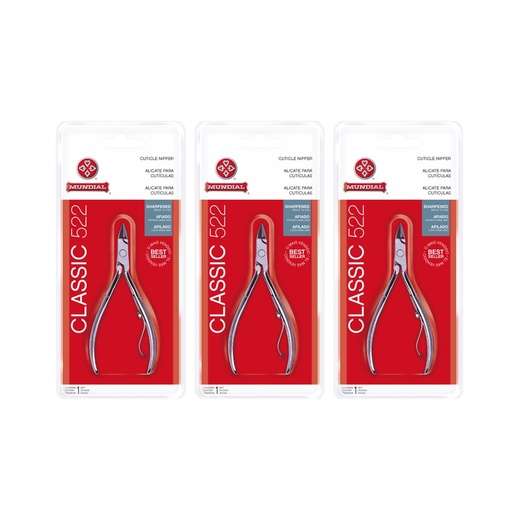 Kit 3 Alicates Cutícula Mundial 522 Classic Afiado Best Seller