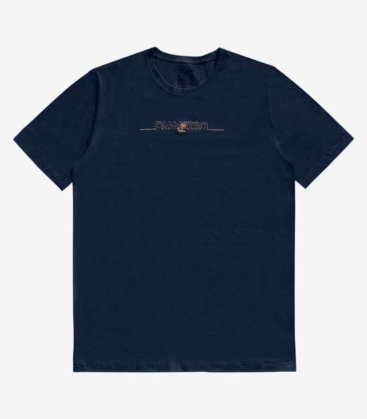 Camiseta Masculina Manga Curta Meia Malha Diametro Azul