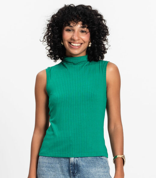 Blusa em Ribana Canelada Rovitex Verde