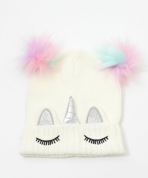 Kit Touca e Luva Infantil Tricô Unicórnio Tam 04 A 10 Marisa Branco