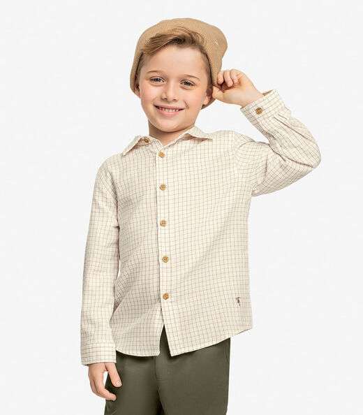 Image_Camisa Infantil Masculina Manga Longa Trick Nick Bege
