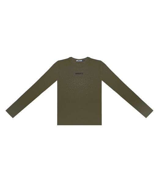 Blusa Juvenil Com Strass Manga Longa Minty Verde
