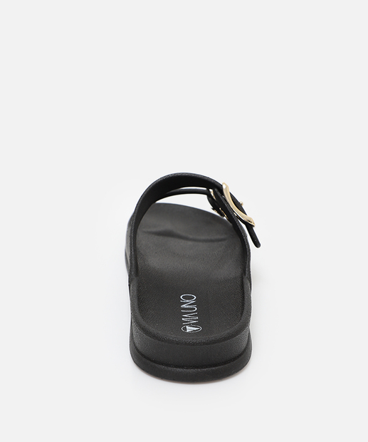 Rasteirinha Birken Feminina Fivela Via Uno Preto
