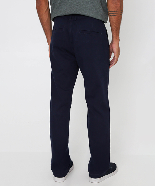 Calça Masculina Slim Sarja Chino Bolsos Marisa Azul