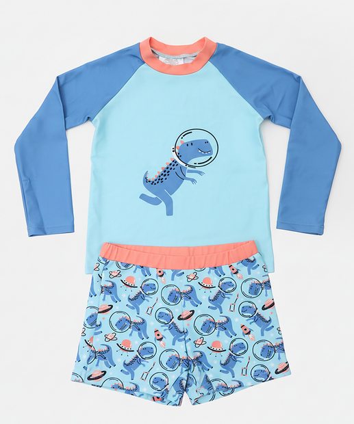 Image_Conjunto Infantil Praia Dinossauro Marisa Tam 1 ao 4 Azul