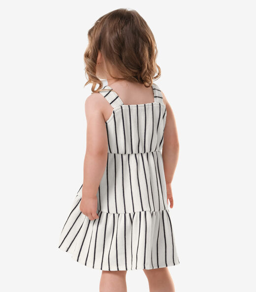 Vestido Infantil Feminino Listrado Trick Nick Bege