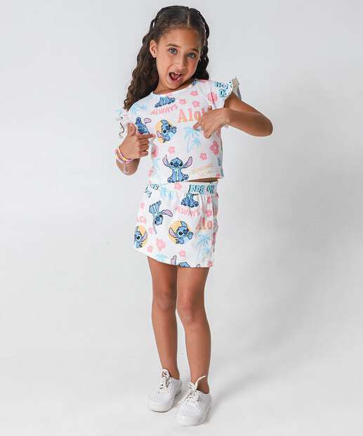 Blusa Infantil Textura Stitch Tam 4 a 10 Off White