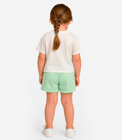 Conjunto Infantil Menina Blusa Com Shorts Select Bege