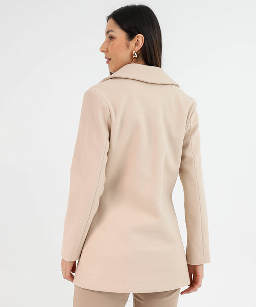 Casaco Feminino Polivelour Botões Marisa Bege