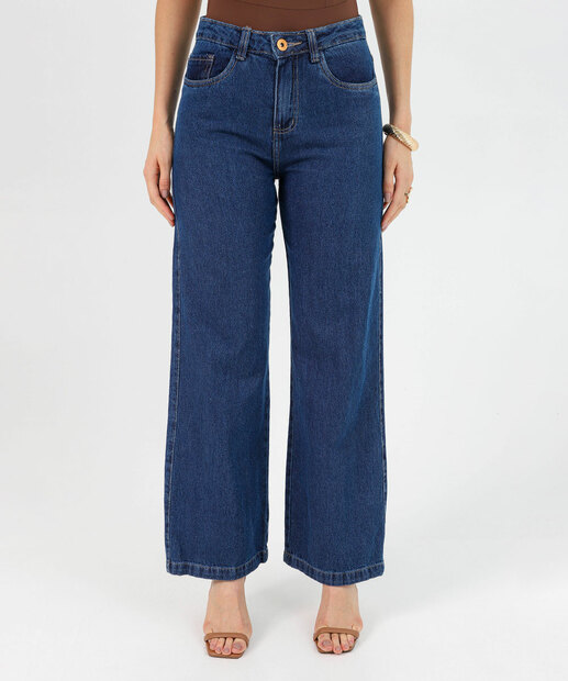 Calça Feminina Wide Leg Petit Jeans Biotipo Azul