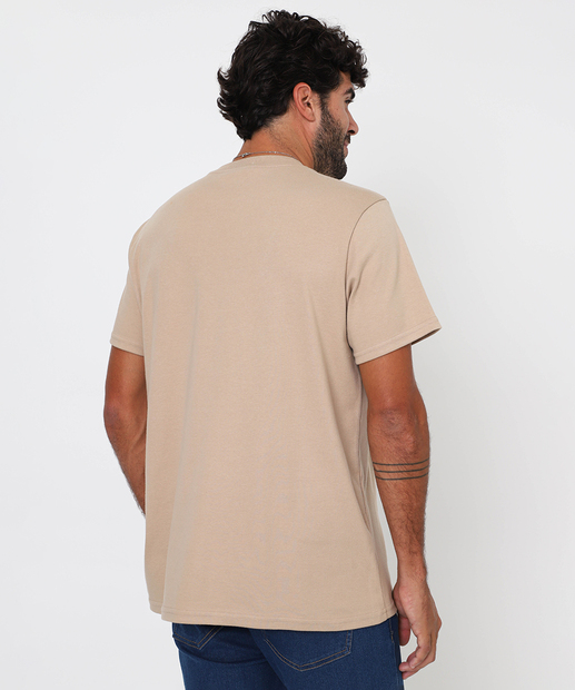 Camiseta Masculina Lisa Suedine Manga Curta Marisa Bege