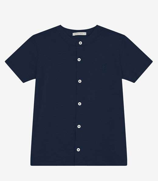 Camisa Masculina em Meia Malha MaquinetaTrick Nick Azul
