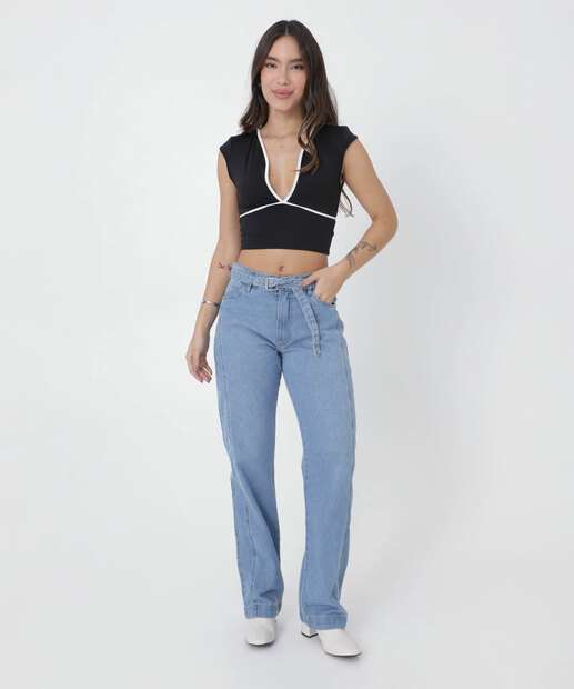 Blusa Cropped Feminina Víes Manga Curta Marisa