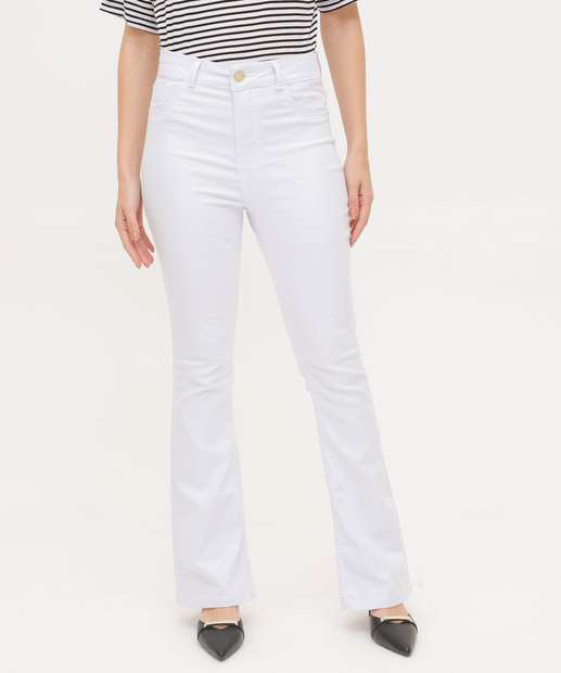 Calça Boot Cut Feminina Sarja Cintura Alta