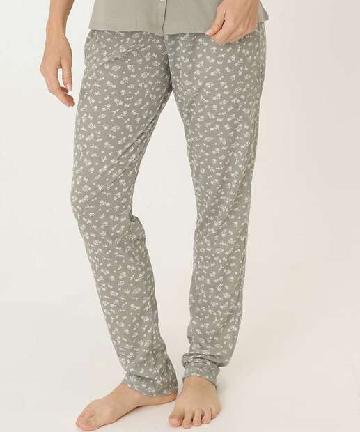 Pijama Feminino Flores Manga Curta Marisa