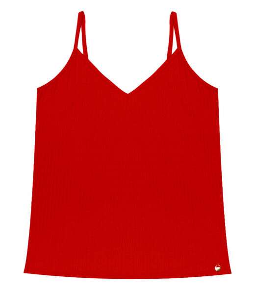 Blusa De Alça Feminina Ribana Canelada Rovitex Vermelho