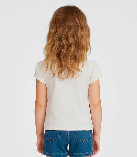 Blusa Infantil Feminina em Cotton Leve Trick Nick Bege