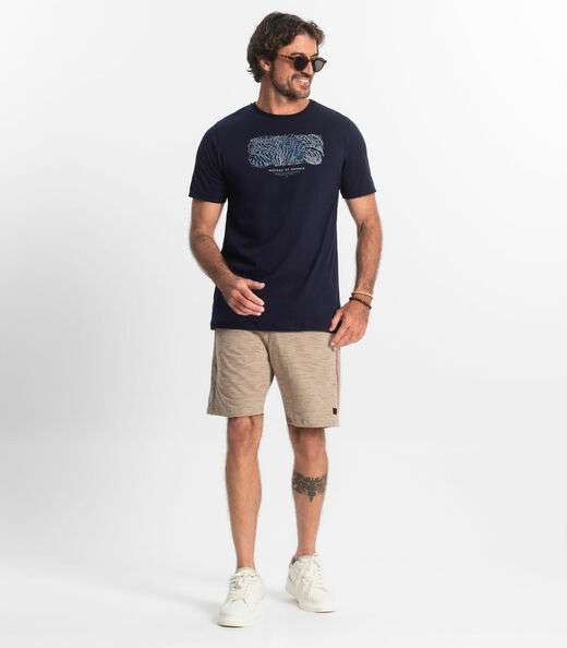 Camiseta Masculina Meia Malha Diametro Azul