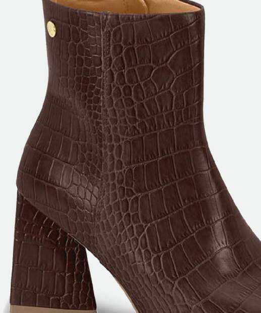 Bota Feminina Cano Curto Salto Grosso Textura Croco Vizzano