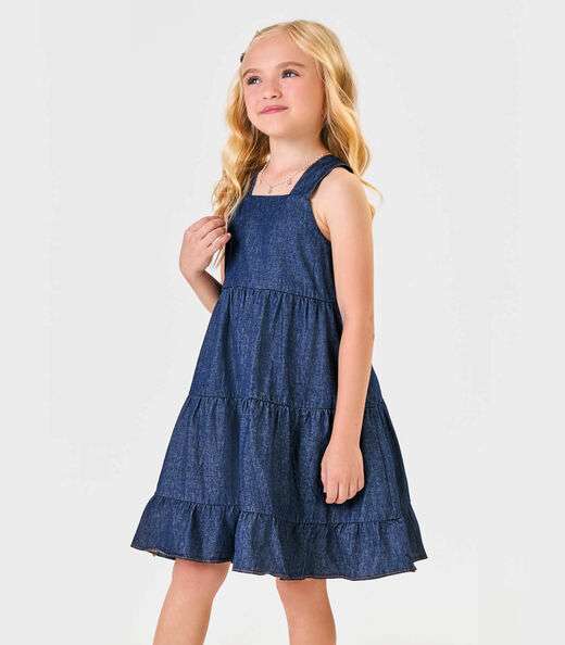 Vestido Infantil Jeans Feminino Trick Nick Azul