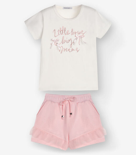Conjunto Blusa com Shorts Menina Trick Nick Bege