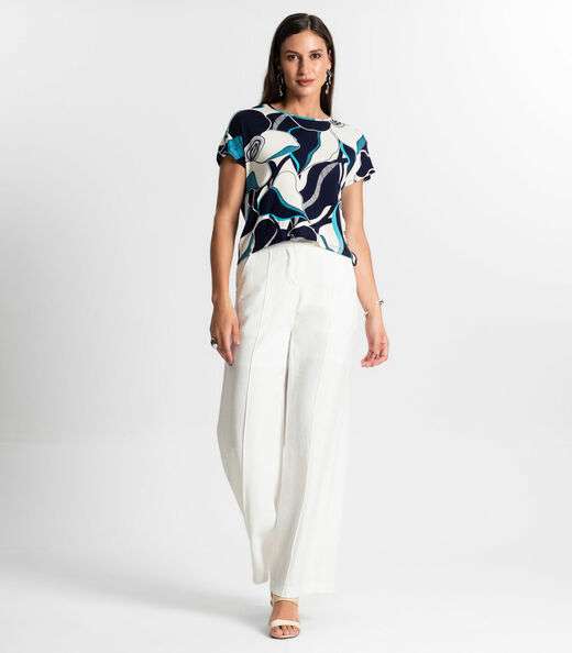 Blusa Feminina Estampada Rovitex Azul