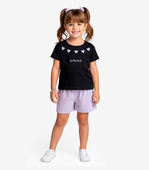 Conjunto Infantil Blusa e Shorts Select Preto
