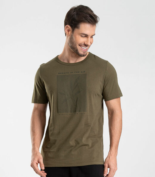 Camiseta Masculina Meia Malha Com Estampa Diametro Verde