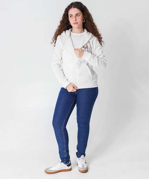 Casaco Feminino Moletom Flanelado Marisa Off White