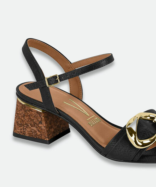 Sandália Feminina Salto Grosso Vizzano Preto