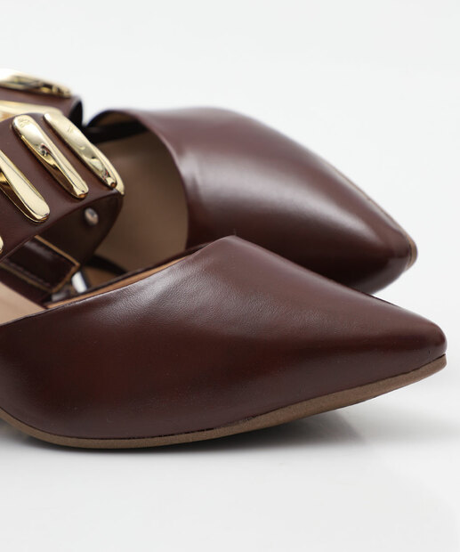 Mule Feminino Bico Fino Salto Grosso Via Uno Vinho