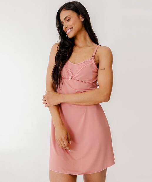 Camisola Gestante Recorte Renda Marisa