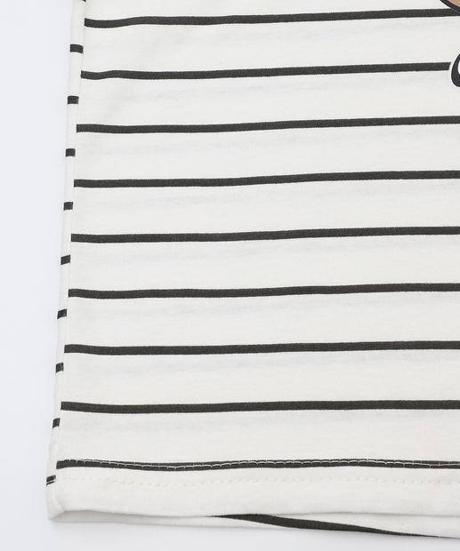 Camiseta Infantil Listrada Urso Marisa Tam 1 a 3 Off White